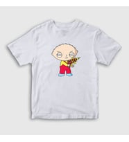 Presmono Unisex Çocuk Beyaz Gun Stewie Griffin Family Guy T-Shirt 300288tt
