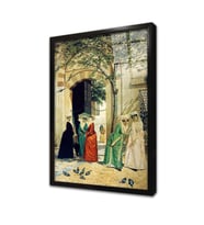 Sultanahmet Camii Girişinde Kadınlar Çerçeveli Cam Tablo