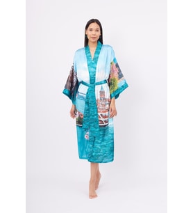 Peraluna ISTANBUL KIMONO Saten Kadın Uzun Kimono - Çok Renkli