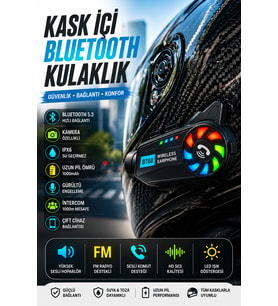 BT22 Bluetooth Kask Kulaklığı 5.0 Suya Dayanıklı Gürültü Azaltıcı Uzun Pil Ömürlü