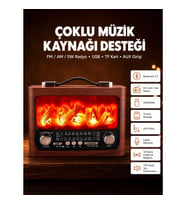 Mey İthalat® Solar Panelli Alev Işıklı Bluetooth Hoparlör – Çoklu Giriş, Uzun Pil Ömrü
