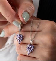 925 Ayar Gümüş Yaprak Model Kolye Küpe Takı Seti (Gümüş)