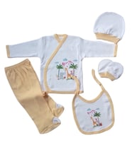 Hoşgeldin Bebek, Unisex Yenidoğan Bebek, Sarı, Desenli Beşli hastane Çıkışı