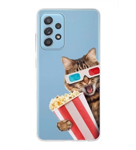 PrintiFy Samsung Galaxy A52s ile Uyumlu 1mm Slim Fit Kedi 1 050b Baskılı Şeffaf  Kılıf