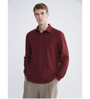 LCWAIKIKI Classic Bordo Polo Yaka Uzun Kollu Erkek Tişört