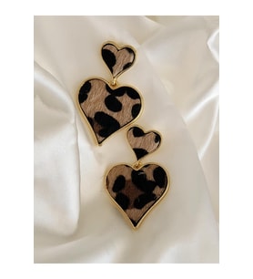 Leopar Kalp Sallantılı Model Küpe