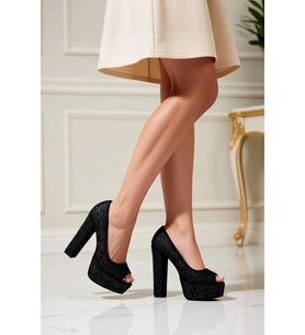 Kadın Moda Gold Sultan Full Inci Taşlı Klasik Köşe Kalıplı Kalın Düğün Nişan Gece Abiye Ayakkabı