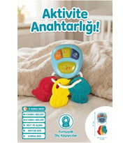 Bebek Araba Anahtarı ve Yumuşak Diş Kaşıyıcı Oyuncak - 4 Farklı Mod, Sesli Aktivite Anahtarlığı