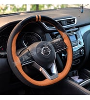 Nissan Micra K14 Dikme Direksiyon Kılıfı Parlak Siyah Taba Detaylı Taba Çift Yüzük ve Dikiş 2017-2023