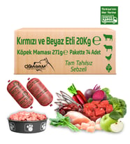 Çiğmamam Kırmızı ve Beyaz Etli Tahılsız Köpek Barf Maması 20 Kg 271 Gr