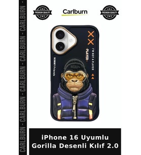 iPhone 16 Uyumlu Gorilla Desenli Kılıf 2.0 Cep Aksesuarı Mobil Aksesuar Koruyucu Kapak