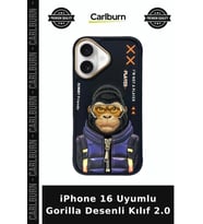 iPhone 16 Uyumlu Gorilla Desenli Kılıf 2.0 Cep Aksesuarı Mobil Aksesuar Koruyucu Kapak