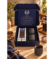 Calix 1659 El Yapımı Stoneware 2'li Kupa ve 150 g Çekirdek Filtre Kahve Hediye Seti