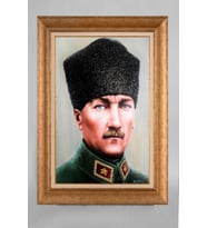 Altın Varaklı Paspartulu Çerçeveli Atatürk Tablo nt809