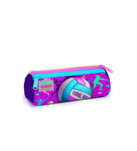 CORAL HIGH 22061 KIDS PEMBE MOR VOLEYBOL DESENLİ ÜÇ BÖLMELİ KALEM ÇANTASI