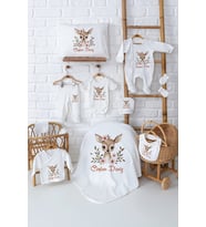 Pia Baby Premium %100 Pamuk 11 Parça İsimli Kız Bebek Hastane Çıkışı Yeni Doğan Hediyelik Set 5035-00 (Ekru)