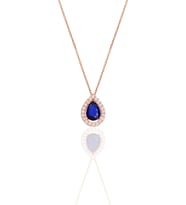 Söğütlü Silver Gümüş rose safir taşlı damla modeli kolye