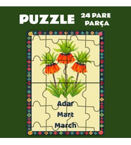 Pazil Bi Kurdî Adar Mart Ayı - Kürtçe Puzzle Yapboz (24 Pare/Parça - A5) (Çok Renkli)