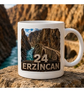 Erzincan Temalı Memleket Kupası – 24 Erzincan Kemaliye Karanlık Kanyon ve Taş Yol Baskılı Seramik Kupa