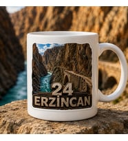 Erzincan Temalı Memleket Kupası – 24 Erzincan Kemaliye Karanlık Kanyon ve Taş Yol Baskılı Seramik Kupa