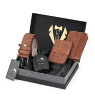 Polo Air Erkek Damat Çeyiz Zarif Kutulu 4'lü Spor Set Kemer, Cüzdan, Kartlık, Parfüm P-DMT-0010 (Taba)