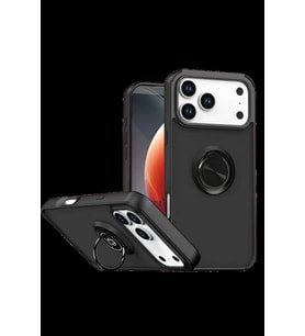 iPhone 17 Pro Max Montreal Yüzüklü Silikon Kapak - Siyah