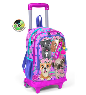 Coral High Kids Pembe Köpek Desenli Üç Bölmeli Çekçekli Okul Sırt Çantası 23950