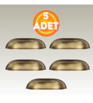 Tas Midye Çanak 96mm Antik Sarı Dolap Çekmece Vestiyer Mobilya Kulpu Metal Kulp ( 5 ADET )