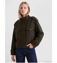 LCW Vision Haki Dik Yaka Oversize Kadın Kaşe Ceket