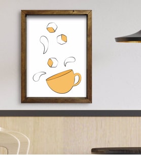 BK Gift Cafe & Bar & Restaurant Konseptli Doğal Masif Ahşap Çerçeveli Tablo 45x65cm-61