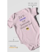 İyi Ki Dayım Var Sayesinde Havam Var Baskılı Bebek Zıbını – Çıtçıtlı Body  %100 Pamuk Kısa Kol (Bebek Pembesi)