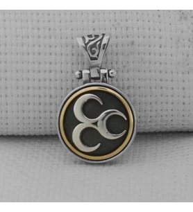 Üç Hilal Ortası Dönen 925 Ayar Gümüş Erkek Kolye Ucu