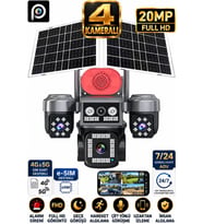 SN-7X 4 Kameralı Güvenlik Kamerası Sim Kartlı Çift Solar Panel Güneş Enerjili Kamera Gece Görüşlü