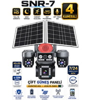 SNR 4 Kameralı 20MP Güvenlik Kamerası Çift Solar Panel Sim Kartlı Güneş Enerjili Kamera Gece Görüşlü