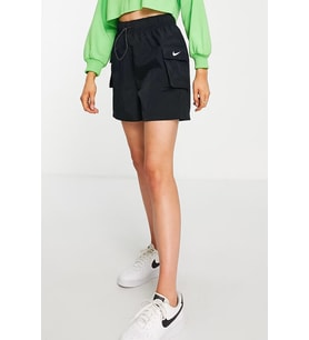 Nike Sportswear Essential Woven High Rise Loose Fit Cargo Short Kadın Dokuma Bol Kesim Kargo Cepli Şort Siyah