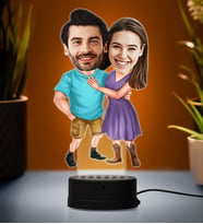 Doğum Günü Hediyesi,Sevgiliye Hediye, Kişiye Özel Fotoğraflı En Güleç Çift Karikatür 3D Led Lamba (Beyaz)