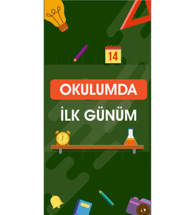 Okulumda İlk Günüm Temalı Fotoğraf Panosu Branda 100x200