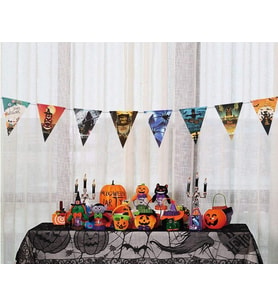 Cadılar Bayramı Halloween Flama Bayrak Banner Süs 8 li 3 Metre