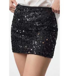 Modern Tarz Astarsız Örme Mini Boy Etek (Siyah)