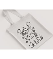 Unicorn Tek Boynuzlu At Yıldızlı Desenli Kız Çocuk Omuz Çantası Hediyelik Ham Bez Çanta