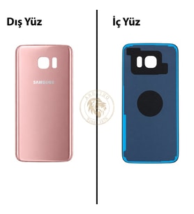 Samsung Galaxy S7 Edge Rose Gold Renk Arka Kapak Arka Cam Batarya Kapağı Pil Kapağı Lazer Kesim Back Cover Galaxy S7 Edge Uyumlu