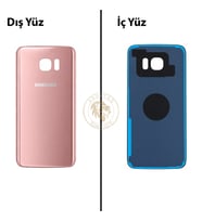 Samsung Galaxy S7 Edge Rose Gold Renk Arka Kapak Arka Cam Batarya Kapağı Pil Kapağı Lazer Kesim Back Cover Galaxy S7 Edge Uyumlu