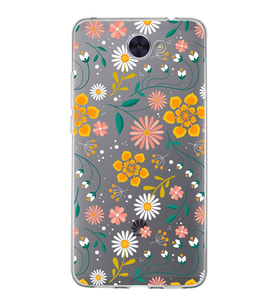 Huawei Y7 2017 Uyumlu Kapak Flowers Tasarımlı Şeffaf Silikon Kılıf