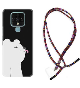 Tecno Camon 16 18P Pova Kılıf Boyun Asklı Rasta Silikon Panda Sevimli 1738