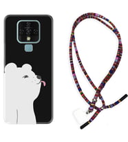 Tecno Camon 16 18P Pova Kılıf Boyun Asklı Rasta Silikon Panda Sevimli 1738