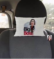 BK Gift Kişiye Özel Kadın Big Boss Karikatürlü Dikdörtgen Araç Koltuk Yastığı-2