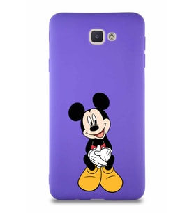Samsung Galaxy J7 Prime Soft Premier Kapak Mickey Mouse-A Tasarımlı Silikon Kılıf - Mor (Şeffaf)