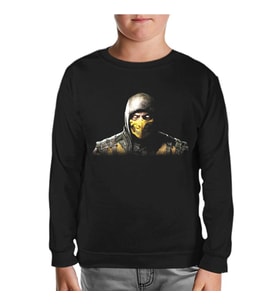 Mortal Combat - Scorpion Siyah Çocuk Sweatshirt