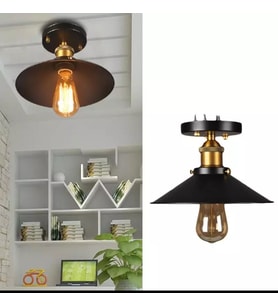 Dylight Retro Metal Dekoratif Siyah Tavan Plofyoner Avize Çap. 23 cm