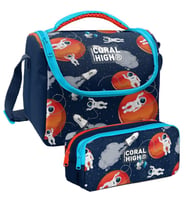 Coral High Lacivert Mavi Astronot Desenli Erkek Çocuk Isı Yalıtımlı Beslenme Çantası ve Kalemlik Seti